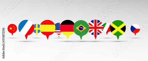 mondo, bandiere, europa, lingue	

