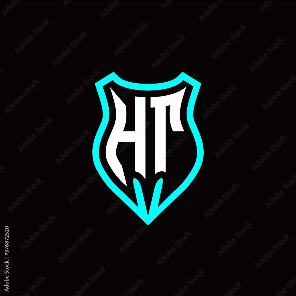 Initial H T letter with shield modern style logo template vector