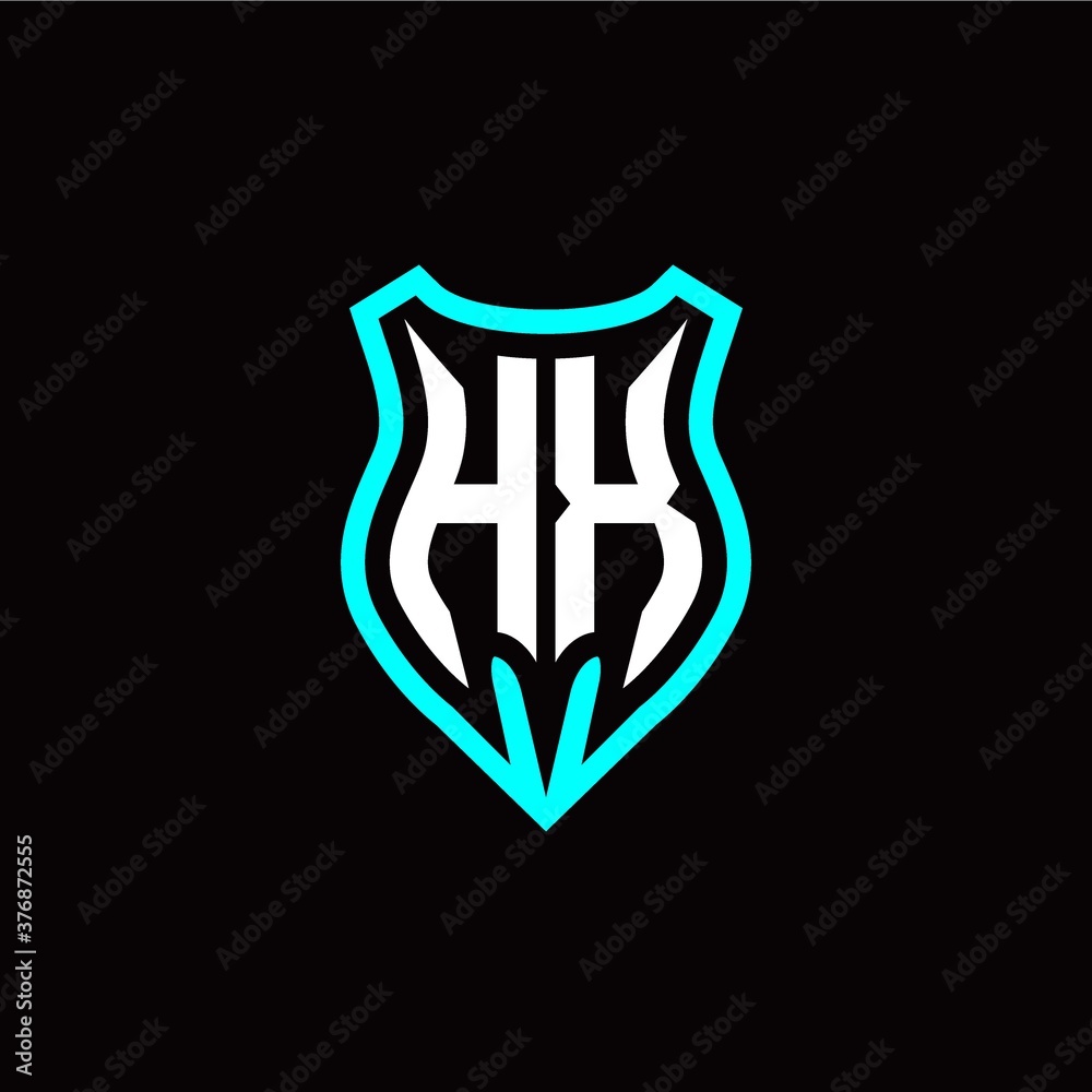 Initial H X letter with shield modern style logo template vector