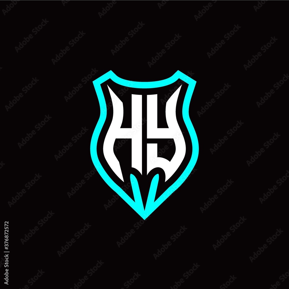 Initial H Y letter with shield modern style logo template vector Initial H Y letter with shield modern style logo template vector