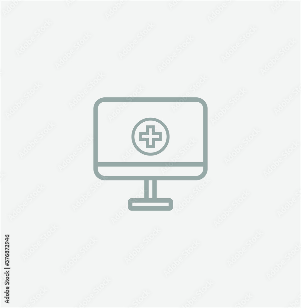 simple icon of computer with medical report. illustration for web and mobile design. simple icon of computer with medical report. illustration for web and mobile design.