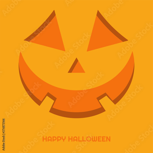 Happy pumpkin face on orange background vector illustration design template for Halloween, happy holiday.