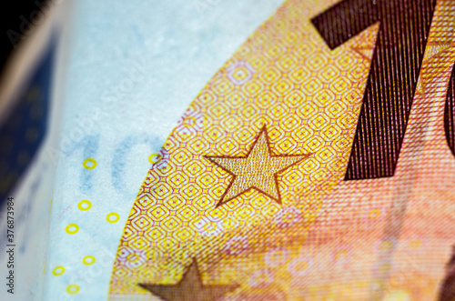 Ten euro banknote macro photography