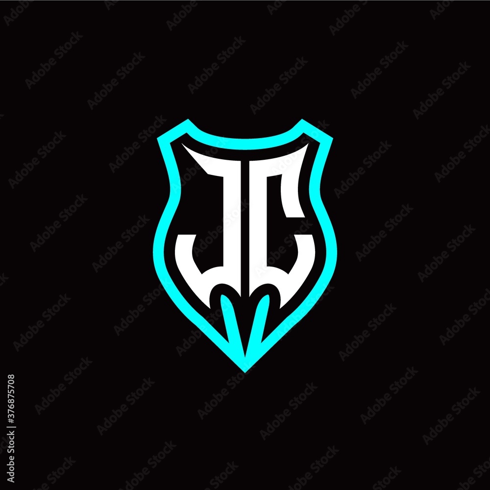 Initial J C letter with shield modern style logo template vector