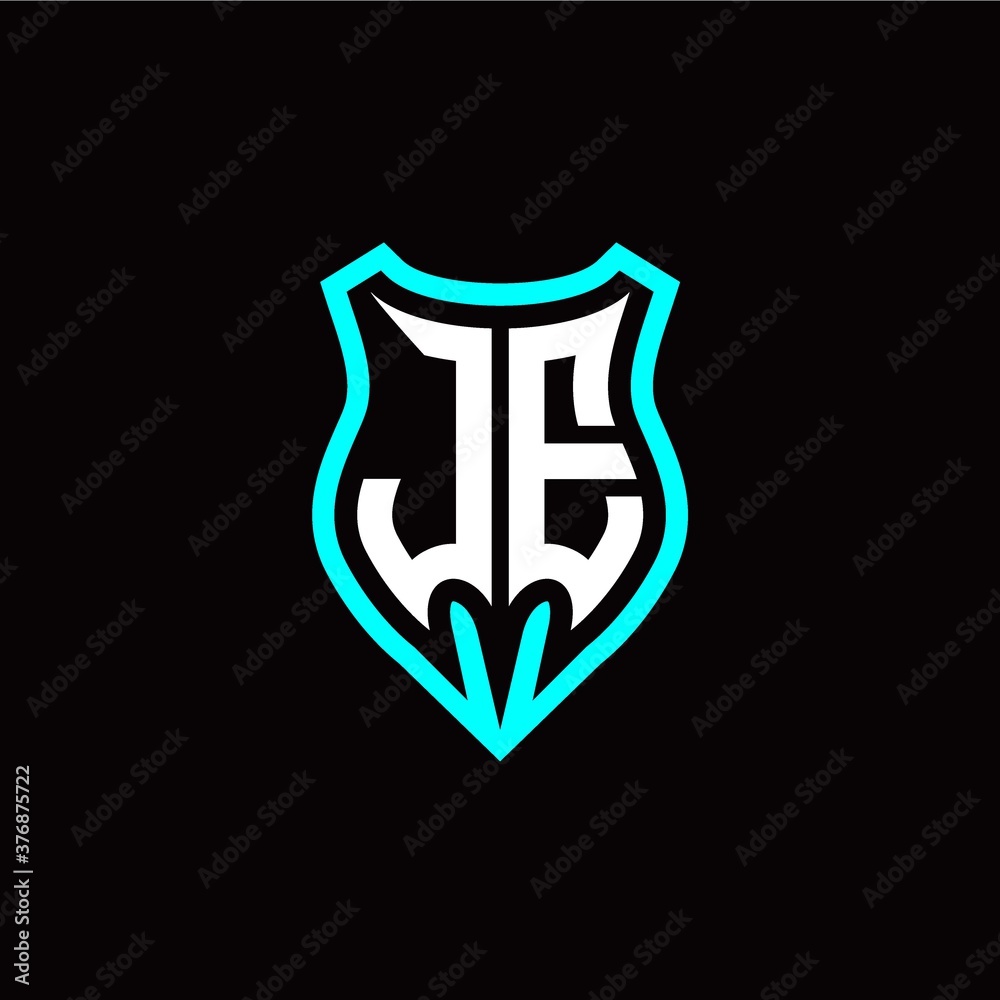 Initial J E letter with shield modern style logo template vector