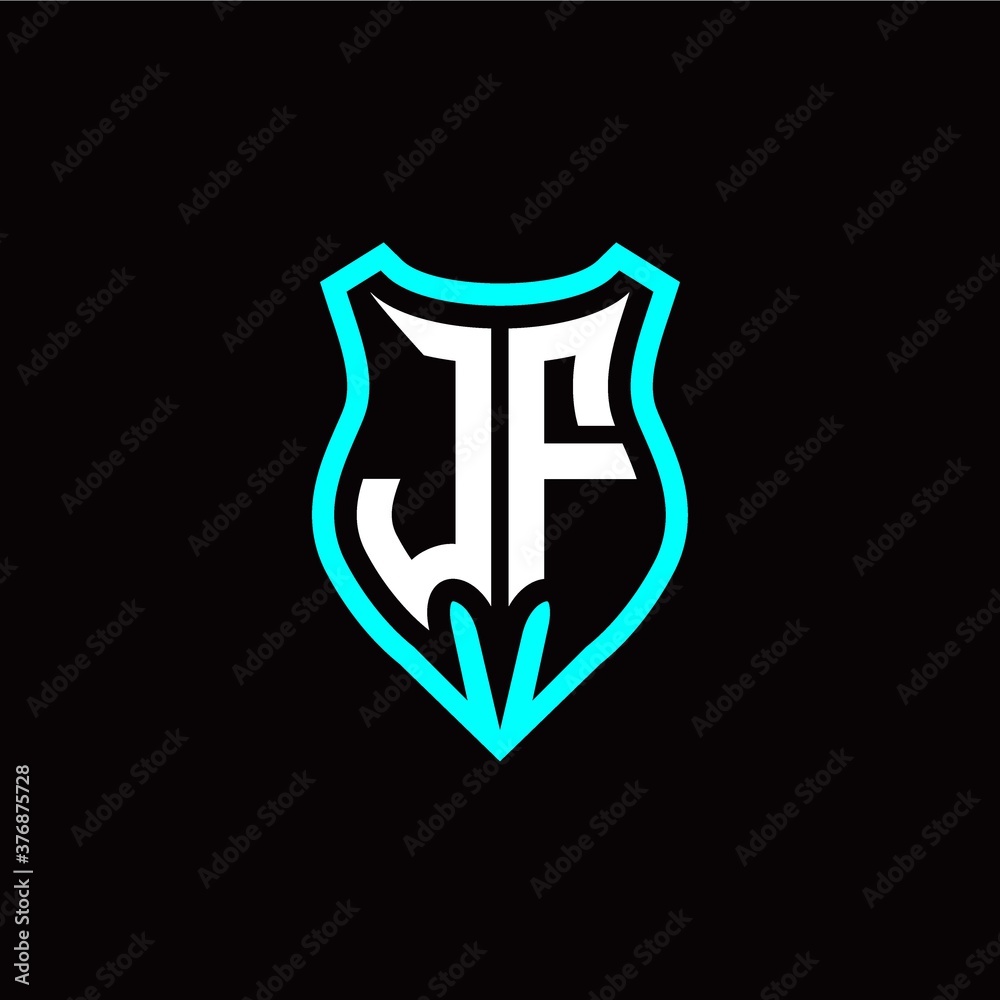 Initial J F letter with shield modern style logo template vector