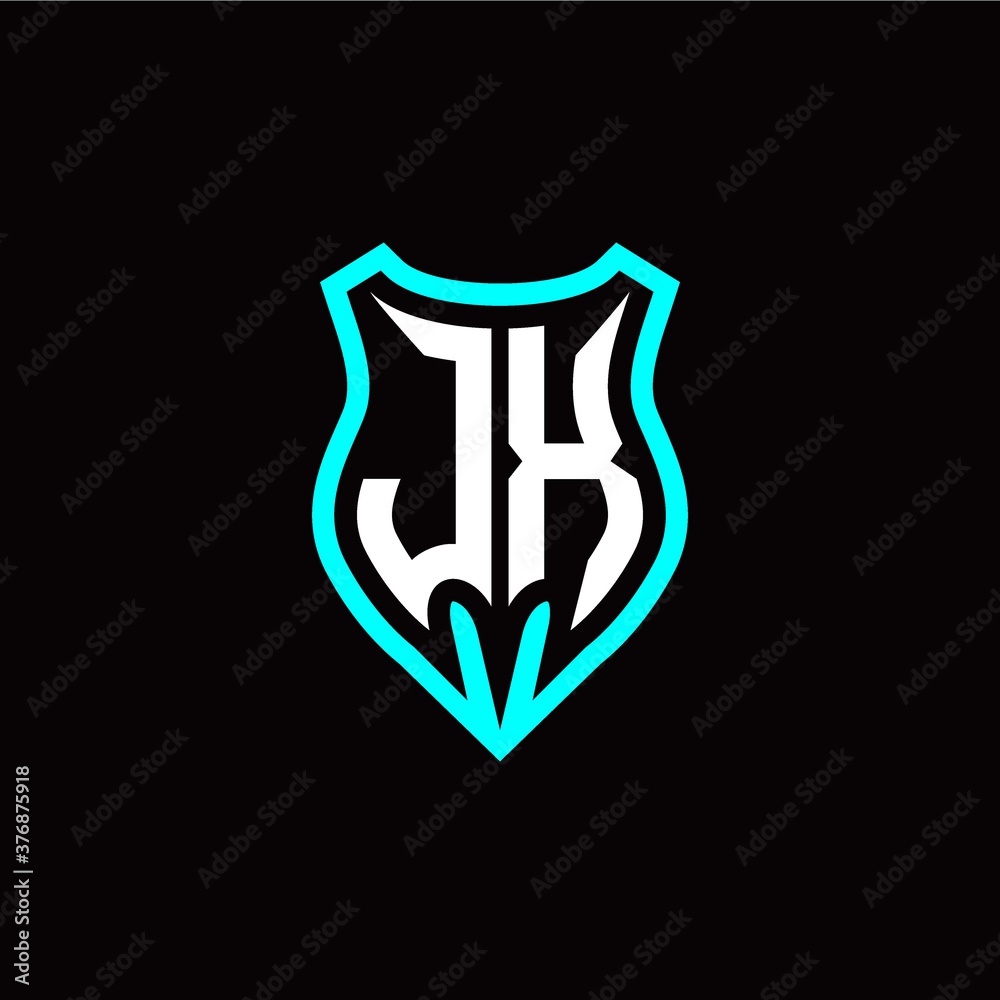 Initial J X letter with shield modern style logo template vector