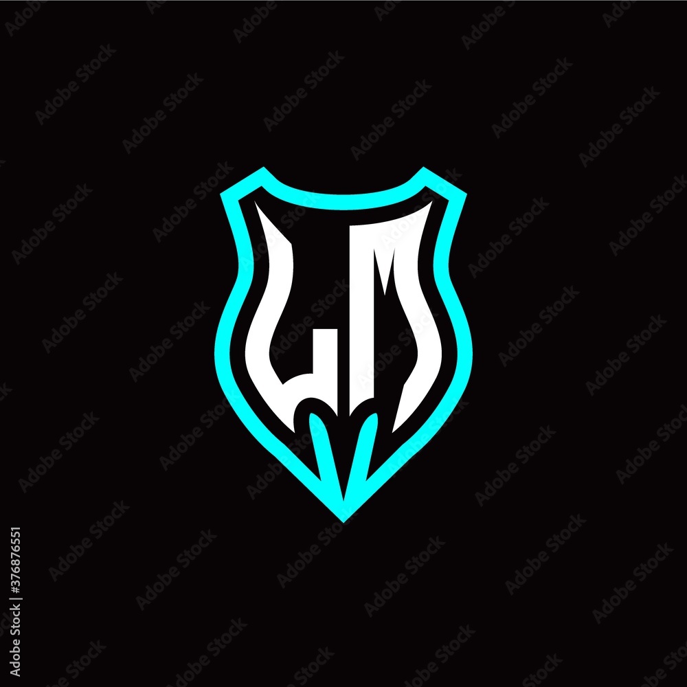 Initial L M letter with shield modern style logo template vector