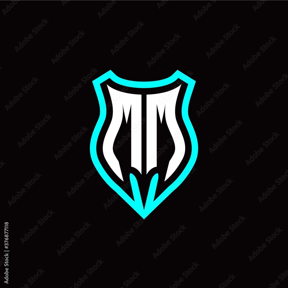 Initial M M letter with shield modern style logo template vector