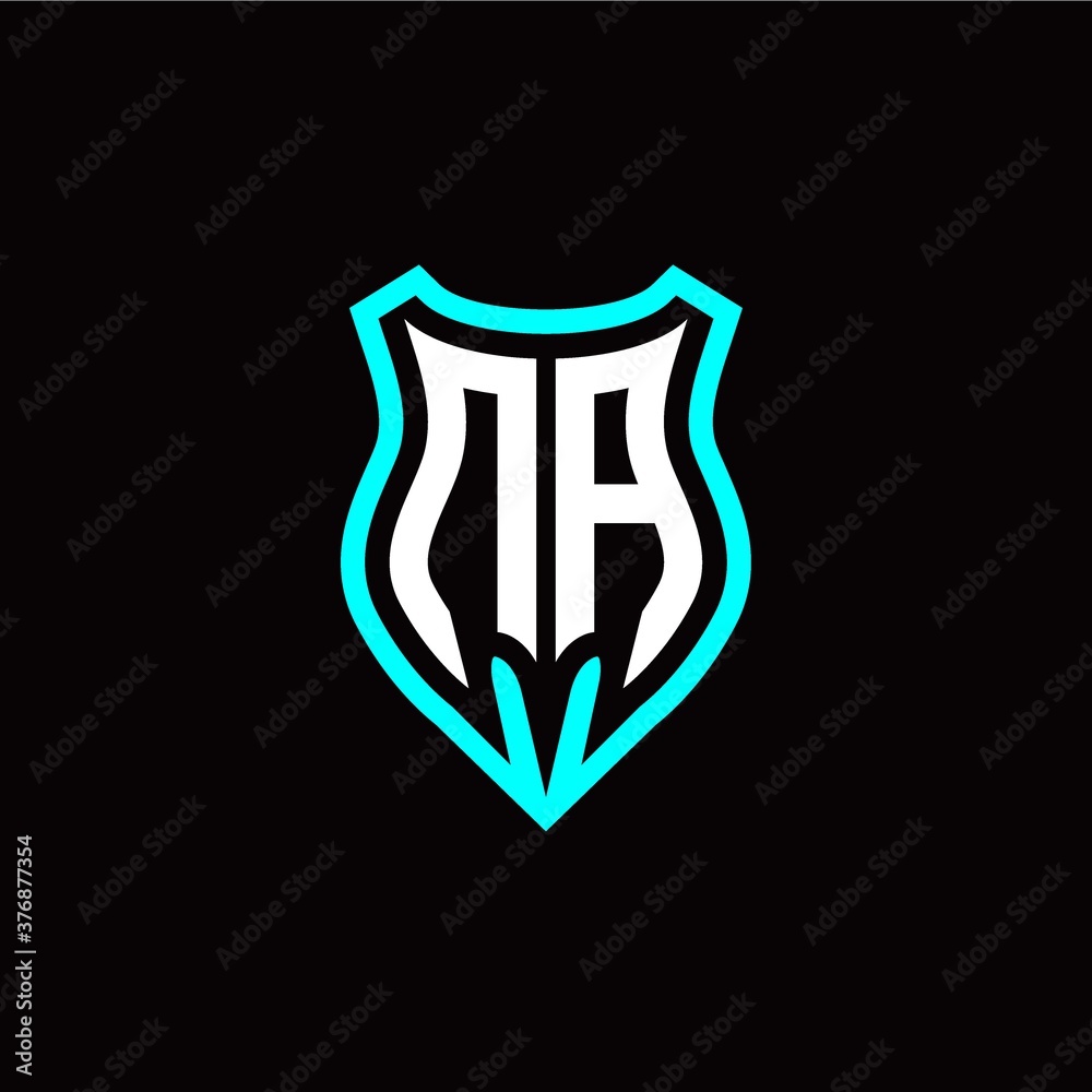 Initial N A letter with shield modern style logo template vector