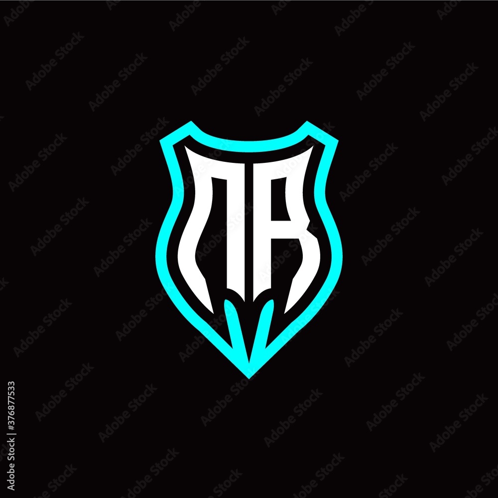 Initial N R letter with shield modern style logo template vector