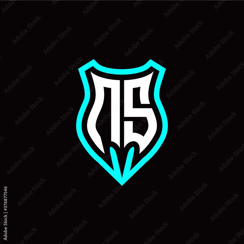 Initial N S letter with shield modern style logo template vector