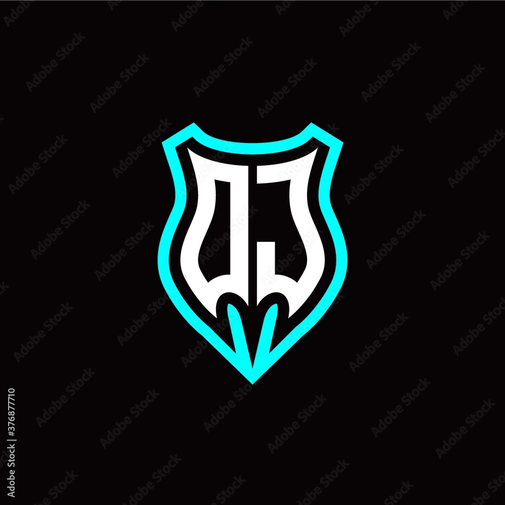 Initial O J letter with shield modern style logo template vector Initial O J letter with shield modern style logo template vector