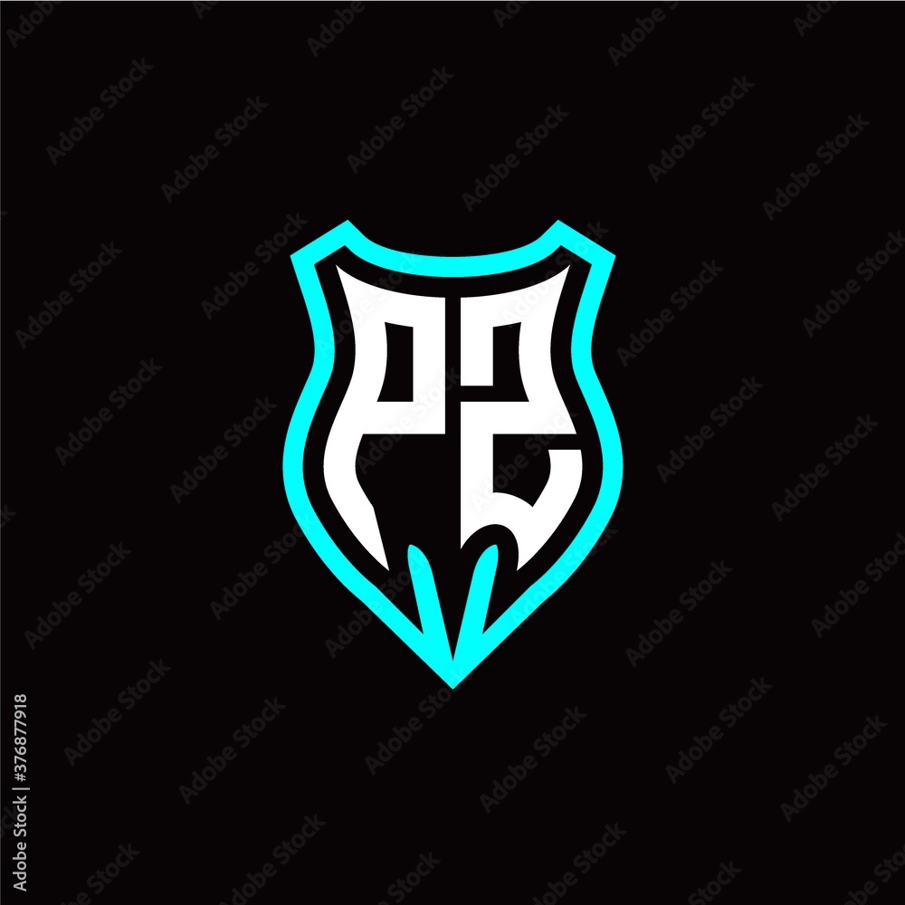 Initial P Z letter with shield modern style logo template vector Initial P Z letter with shield modern style logo template vector