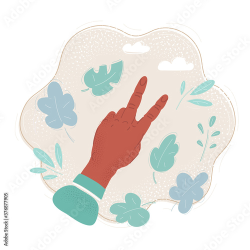 Vector illustration of hand shows the number two