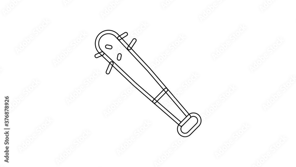Black line Baseball bat with nails icon isolated on white background. Violent weapon. 4K Video motion graphic animation. Black line Baseball bat with nails icon isolated on white background. Violent weapon. 4K Video motion graphic animation.