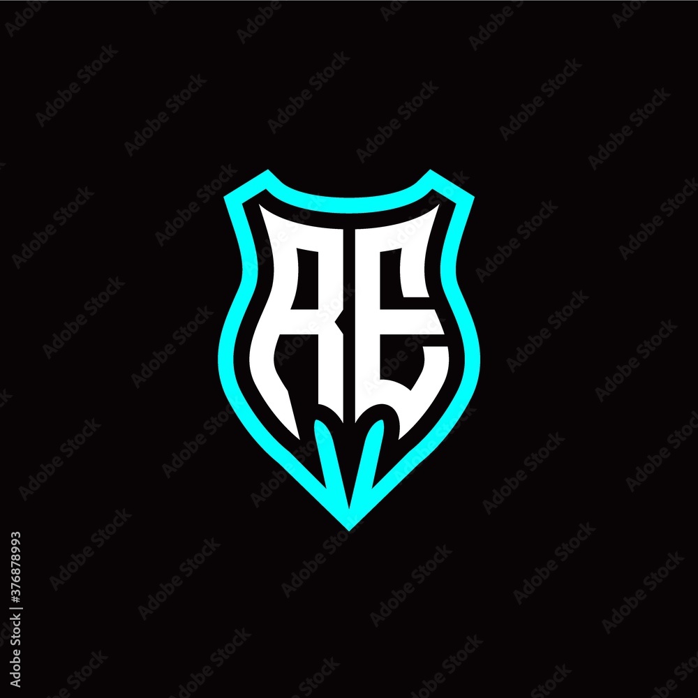 Initial R E letter with shield modern style logo template vector Initial R E letter with shield modern style logo template vector