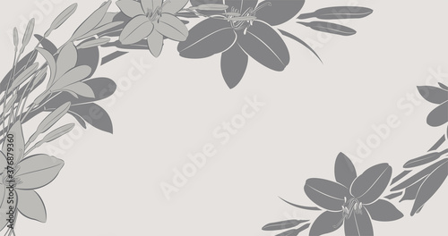 Floral background with flowers lilies. Illustration with copy space for your text.