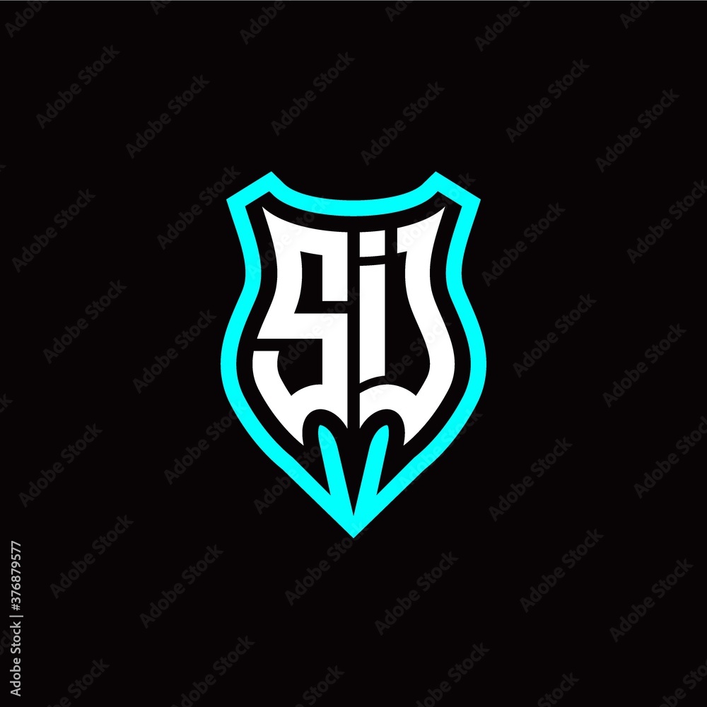 Initial S I letter with shield modern style logo template vector