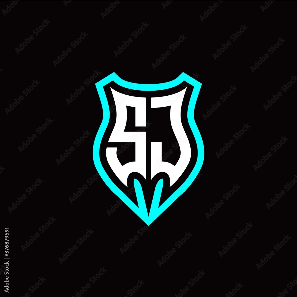 Initial S J letter with shield modern style logo template vector