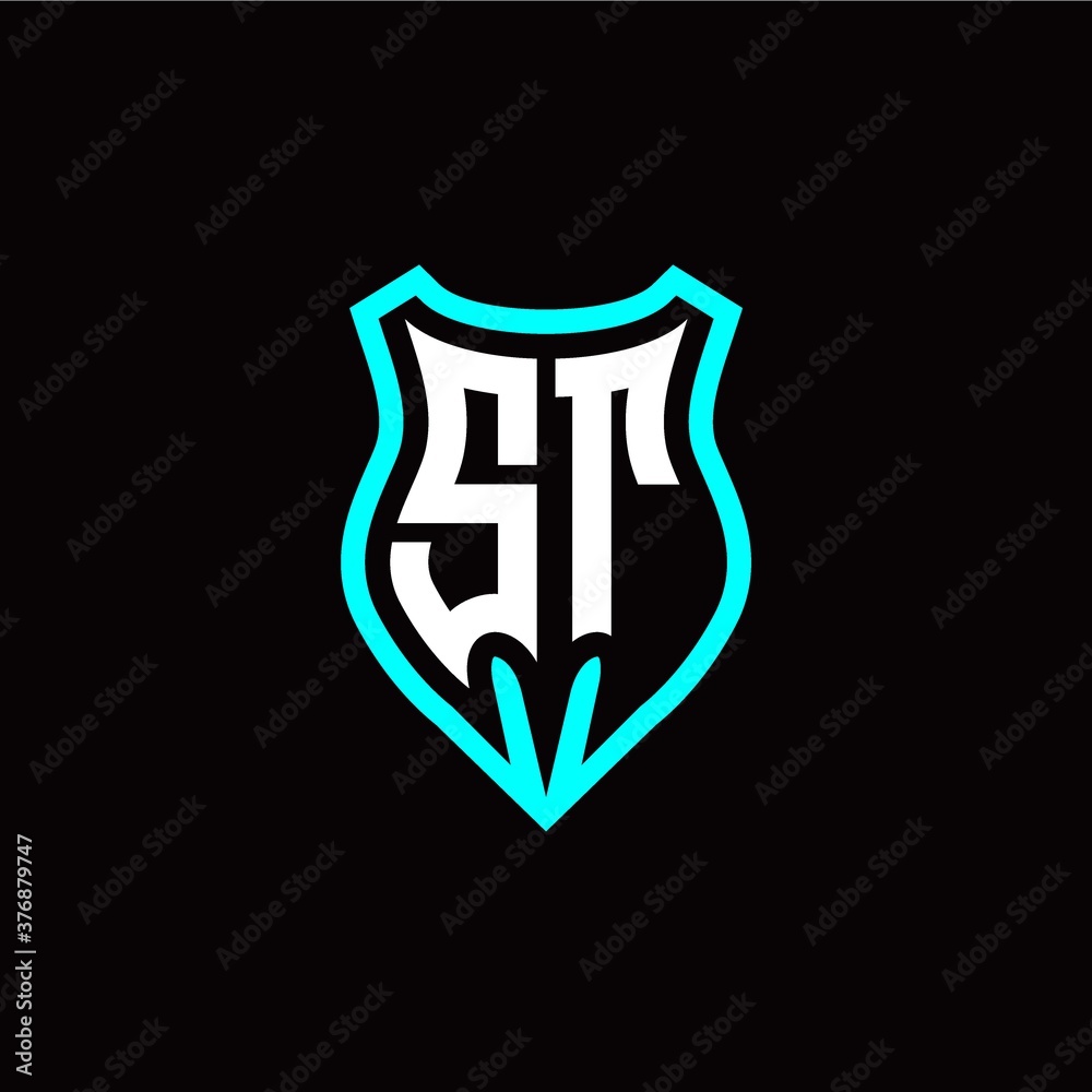 Initial S T letter with shield modern style logo template vector