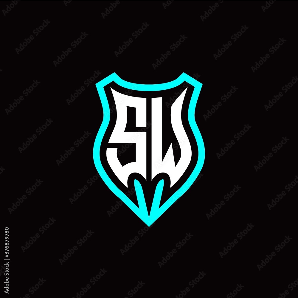 Initial S W letter with shield modern style logo template vector Initial S W letter with shield modern style logo template vector