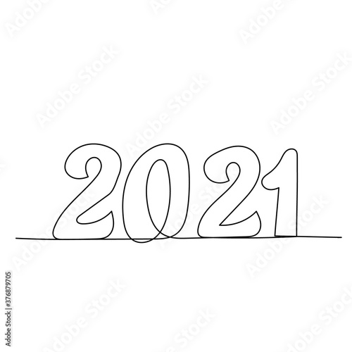  isolated, sketch, one line drawing year 2021