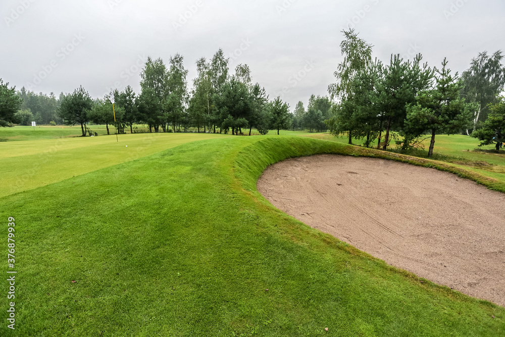 Golf course bunker obstacle view Golf course bunker obstacle view