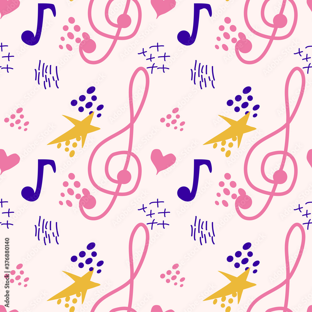 Abstract music notes seamless pattern background. musical melody decoration Abstract music notes seamless pattern background. musical melody decoration