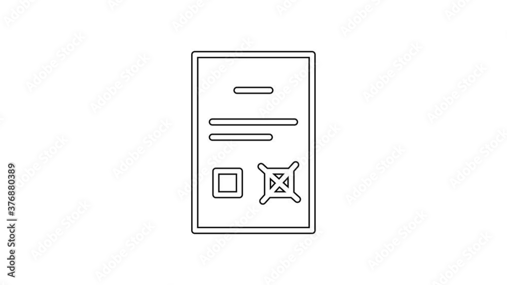 Black line Poll document icon isolated on white background. 4K Video motion graphic animation. Black line Poll document icon isolated on white background. 4K Video motion graphic animation.