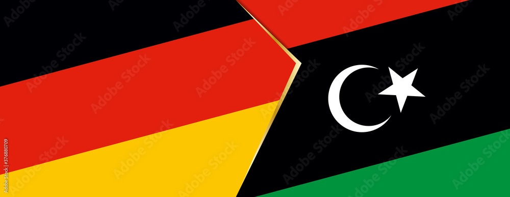 Germany and Libya flags, two vector flags. Germany and Libya flags, two vector flags.