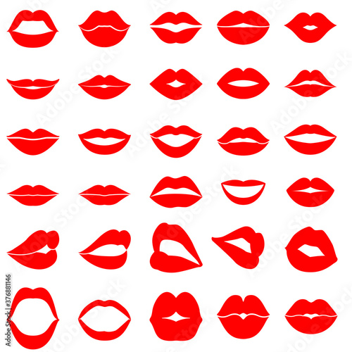 Fotografie, Obraz Woman's lip gestures icon vector set