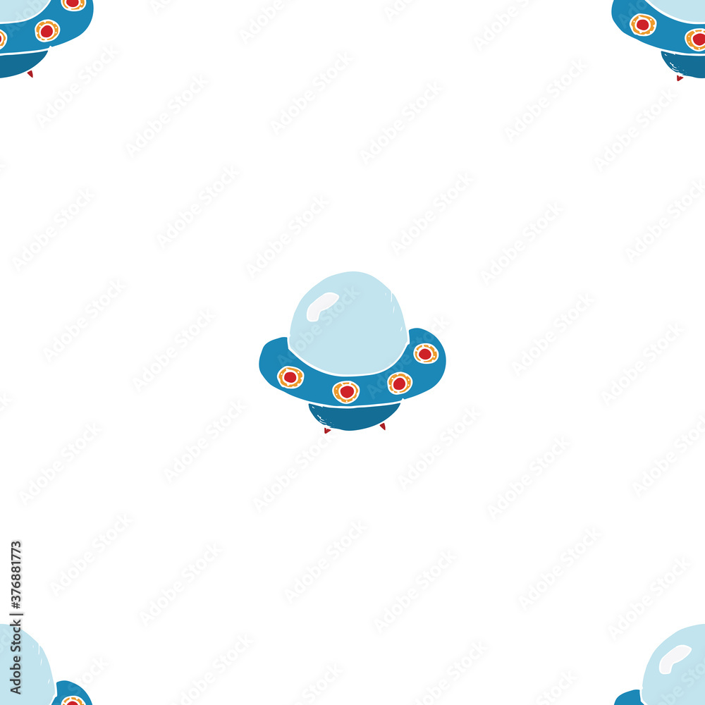 Ufo and aliens Seamless pattern. Cute Doodles space ships sketch. Hand drawn Cartoon Vector illustration Ufo and aliens Seamless pattern. Cute Doodles space ships sketch. Hand drawn Cartoon Vector illustration