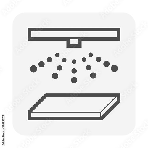 Glue spray on plywood in plywood production industry  vector icon design.