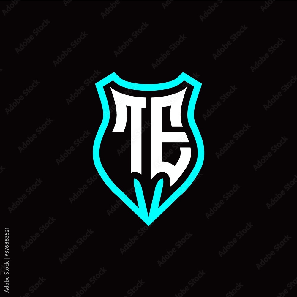 Initial T E letter with shield modern style logo template vector Initial T E letter with shield modern style logo template vector