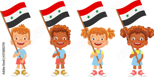 syria flag in hand set