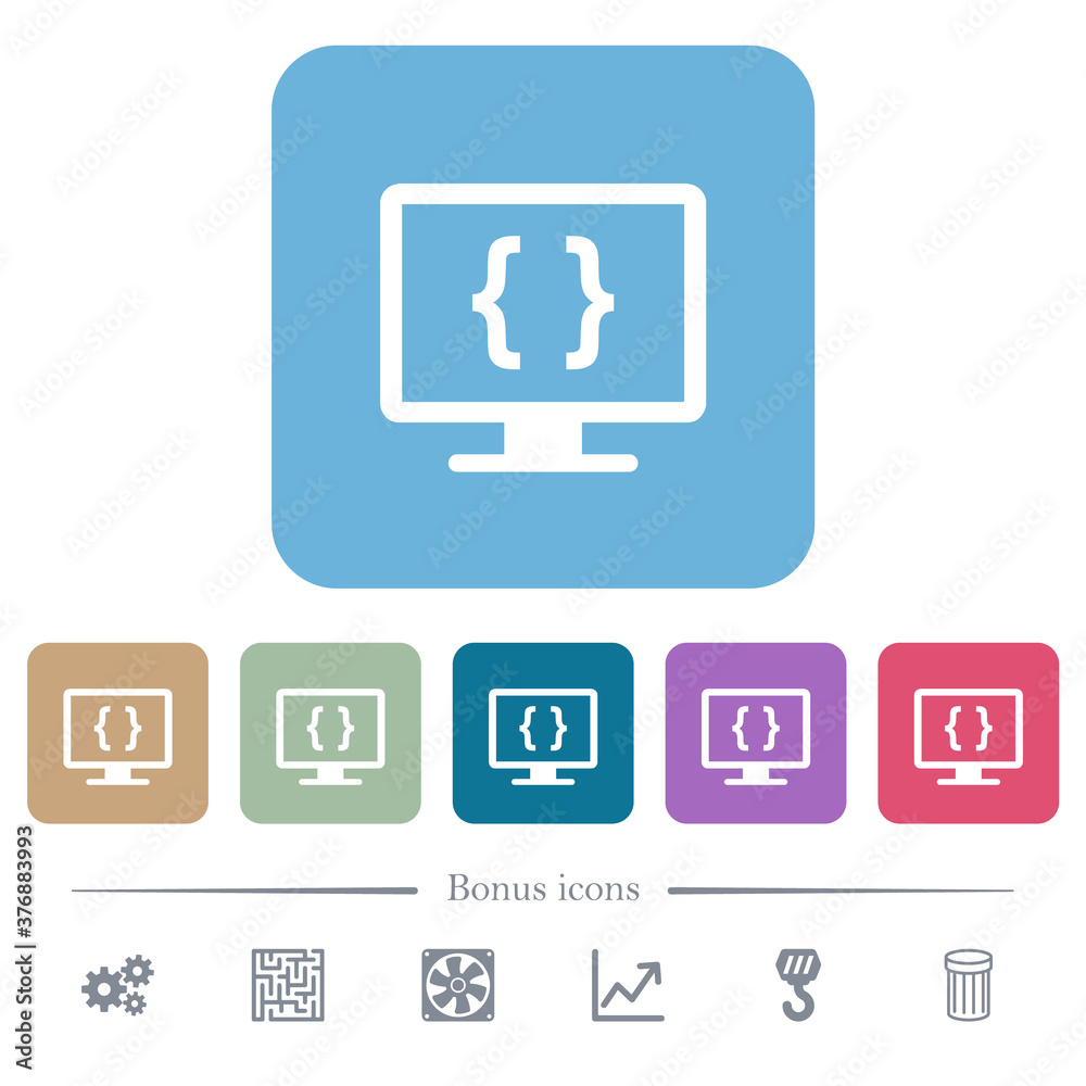 Developing application flat icons on color rounded square backgrounds Developing application flat icons on color rounded square backgrounds