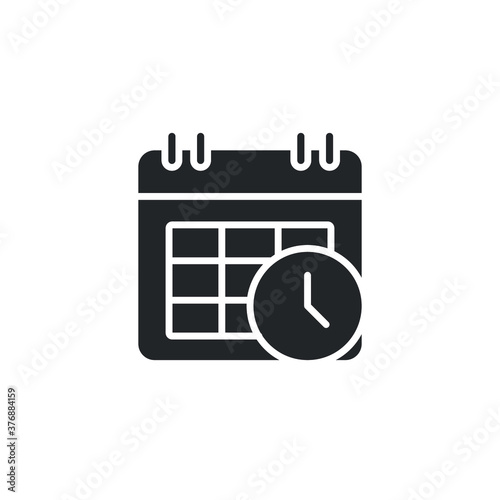 Schedule planning icon, solid style. Schedule, appointment, important date concept. Vector illustration. Design on white background. EPS 10