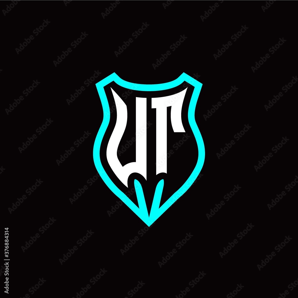 Initial U T letter with shield modern style logo template vector