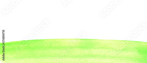 Sunny meadow, the land with green grass, abstract summer watercolor background. Template for postcard, banner, illustration