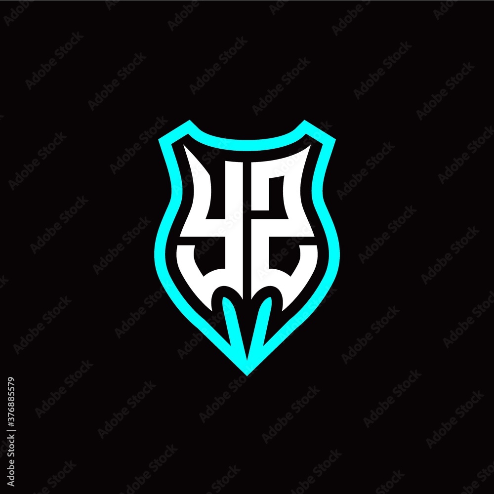 Initial Y Z letter with shield modern style logo template vector Initial Y Z letter with shield modern style logo template vector