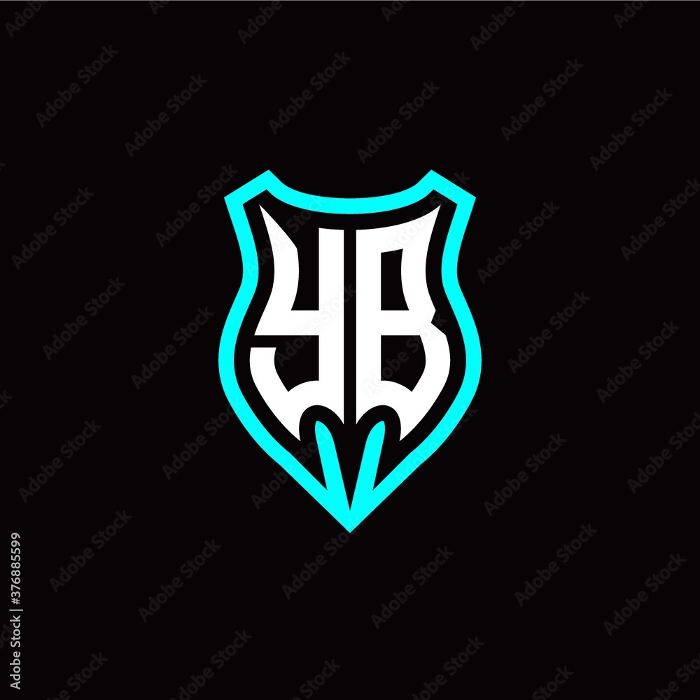 Initial Y B letter with shield modern style logo template vector Initial Y B letter with shield modern style logo template vector