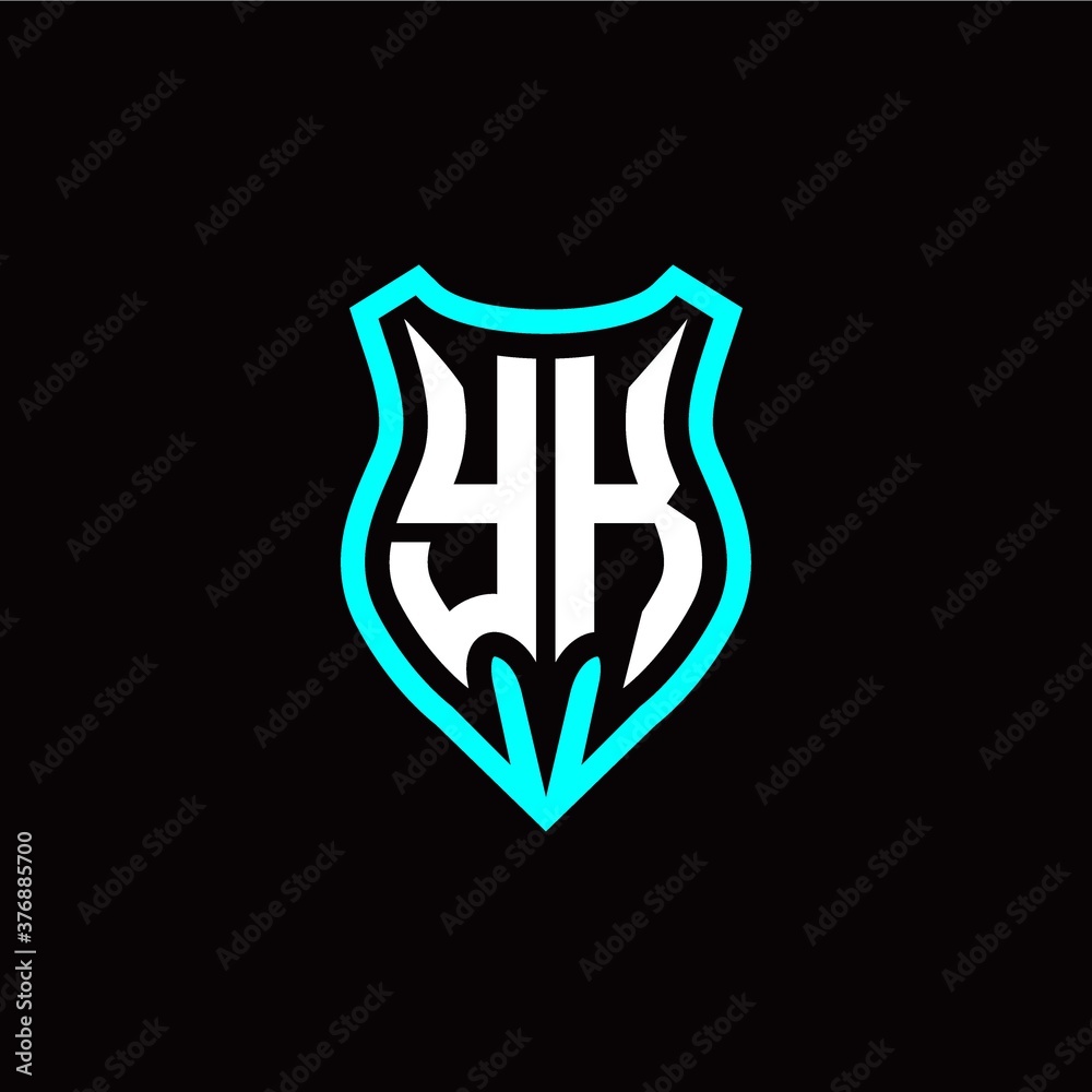 Initial Y K letter with shield modern style logo template vector Initial Y K letter with shield modern style logo template vector