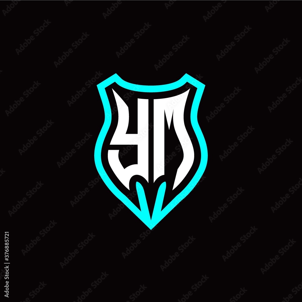 Initial Y M letter with shield modern style logo template vector Initial Y M letter with shield modern style logo template vector