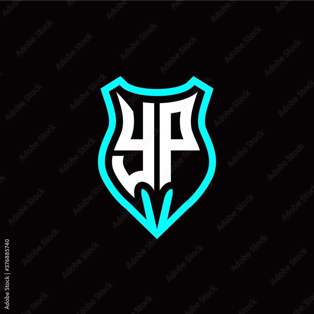 Initial Y P letter with shield modern style logo template vector Initial Y P letter with shield modern style logo template vector