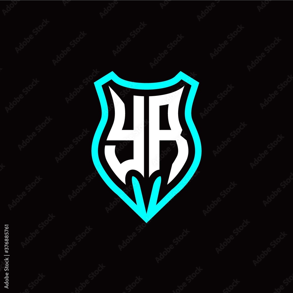Initial Y R letter with shield modern style logo template vector Initial Y R letter with shield modern style logo template vector