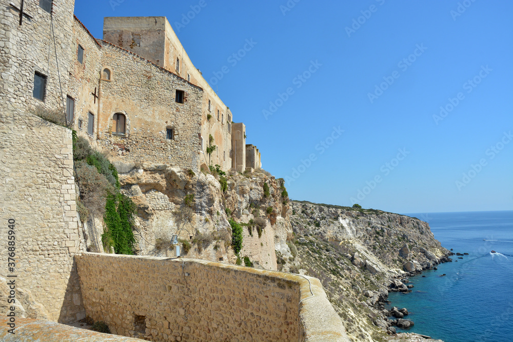 Tremiti, Puglia, Italy - The Angevin castle on the island of San Nicola at Tremiti Islands, small islands in the Adriatic Sea, part of the Gargano park