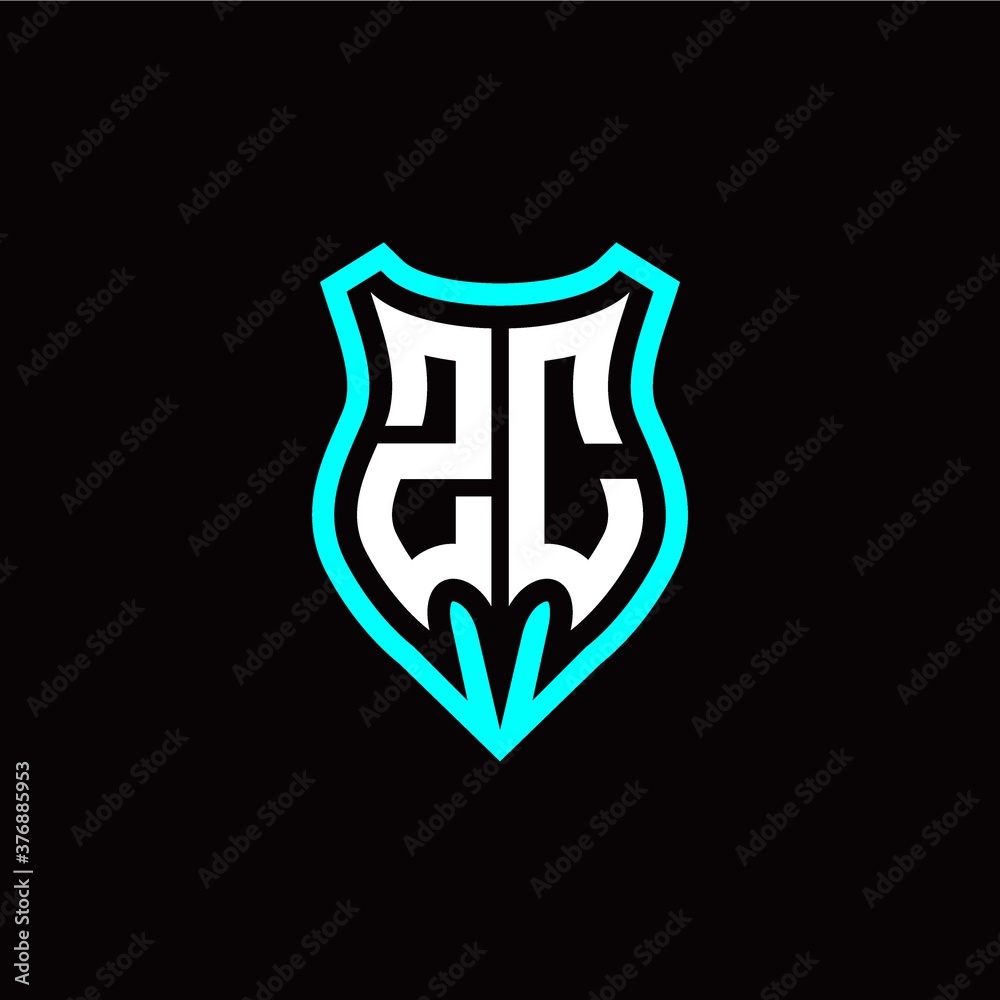 Initial Z C letter with shield modern style logo template vector Initial Z C letter with shield modern style logo template vector