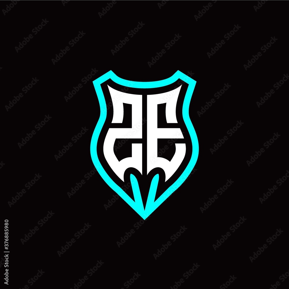 Initial Z E letter with shield modern style logo template vector Initial Z E letter with shield modern style logo template vector