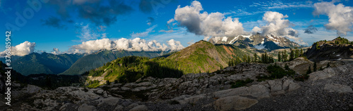 beautiful mountain and blue sky with clouds